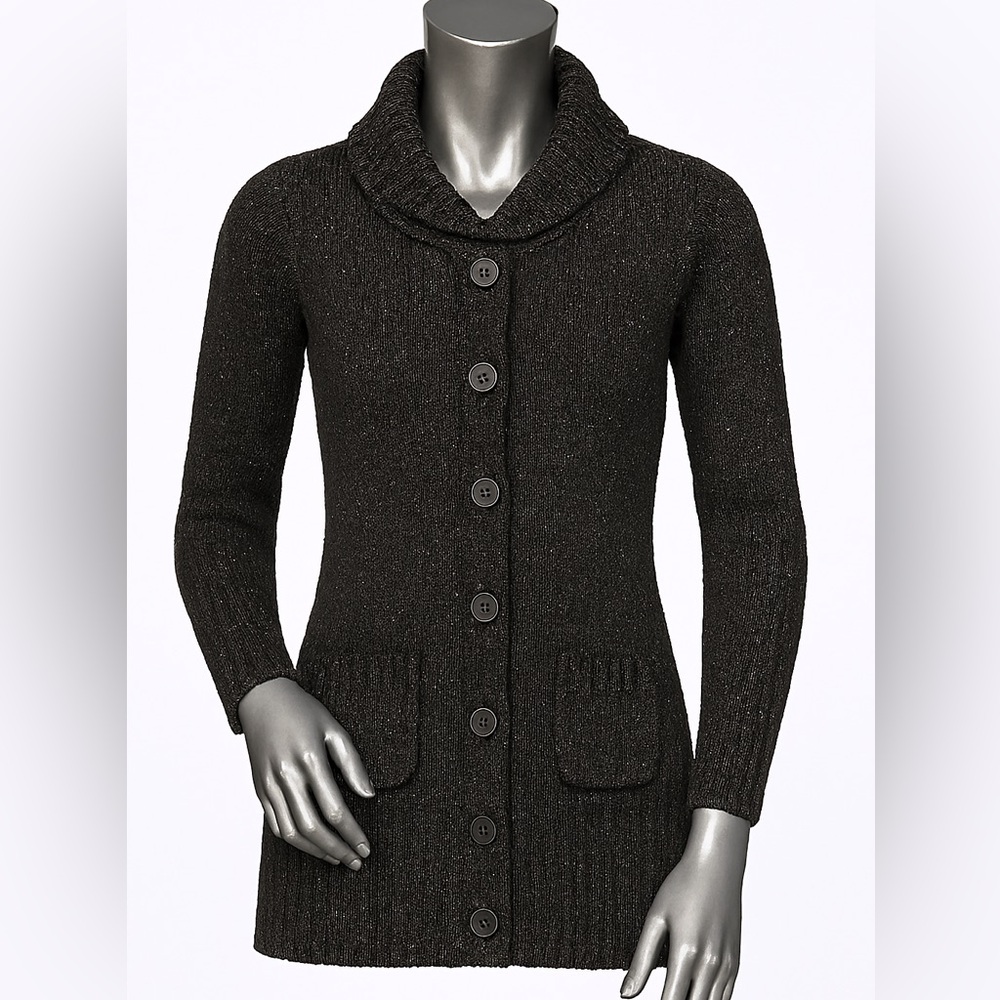 Max Studio Speckled Knit Button Up Cardigan Sweater M - Picture 5 of 10